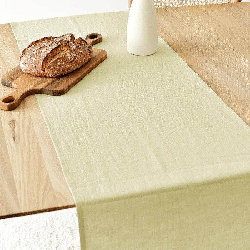 Bluejw 30x200cm French Linen Table Runner for Hotel Napkins Embroidery Punching Table Runner for Wedding  izable - Image 1